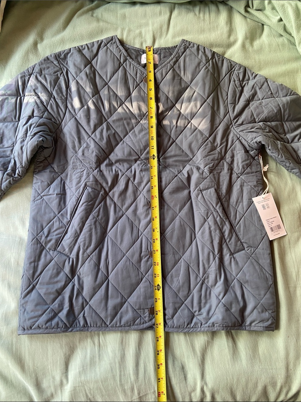 MATE the Label Quilted Slate Blue Snap-Front Jacket - Picture 7 of 7
